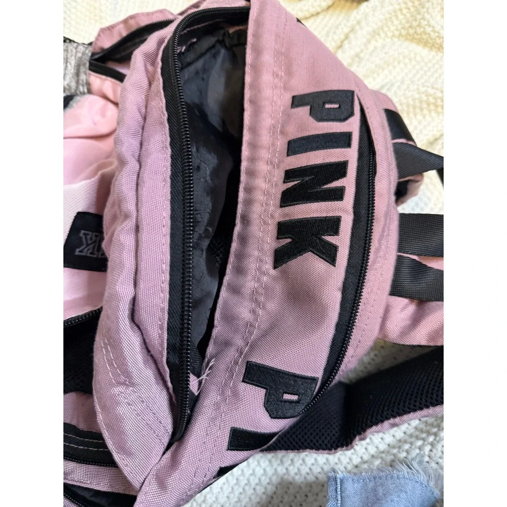 Pink Victoria's Secret Backpack Mauve Pink Gray Black Logo School Travel Bag